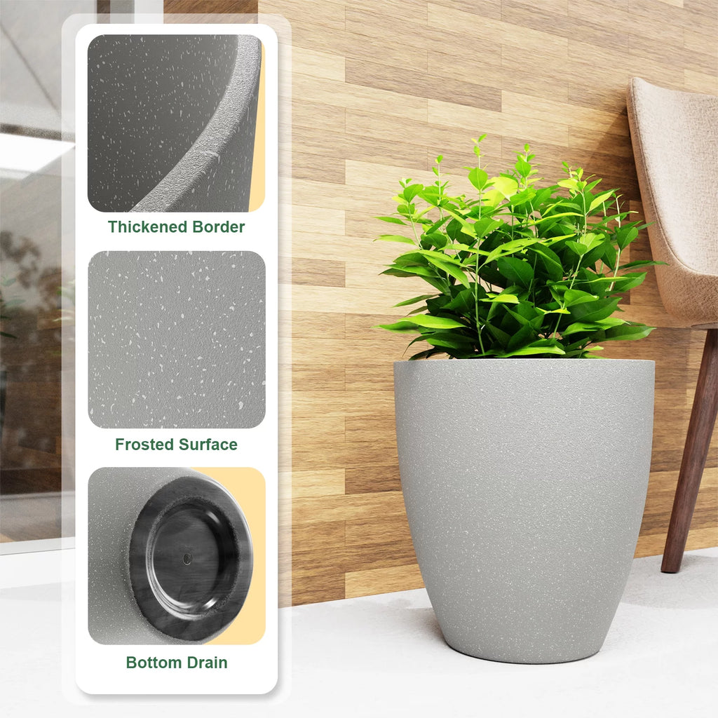 10 Inch Plant Pots Set of 2 with Drainage Hole P515159