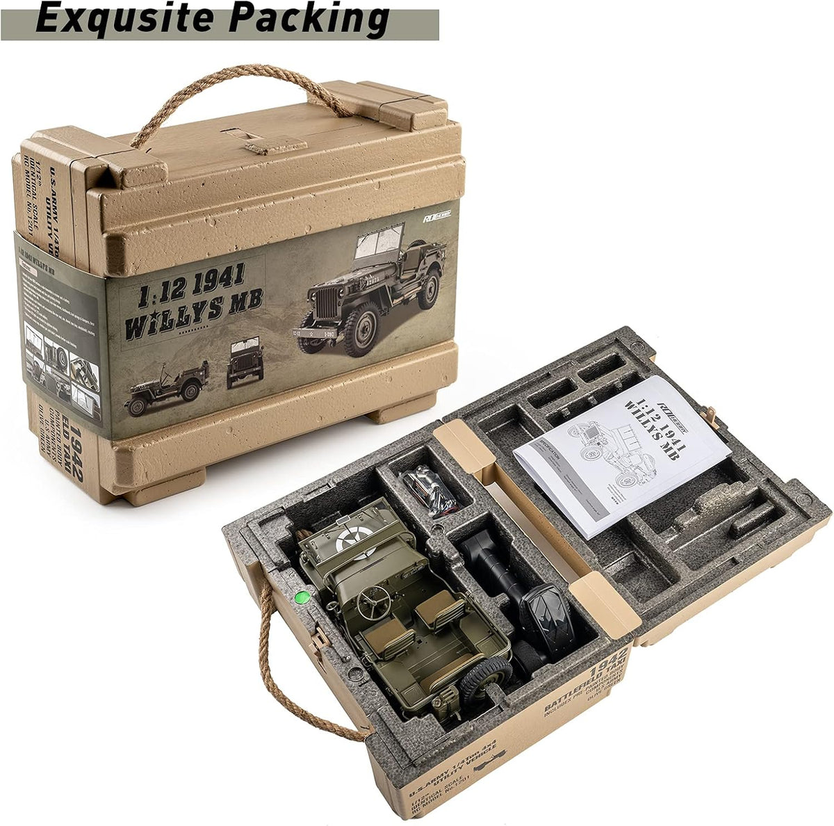 1/12 1941 MB Scaler RC Jeep 4x4 RTR RC Rock Crawler Military O941735