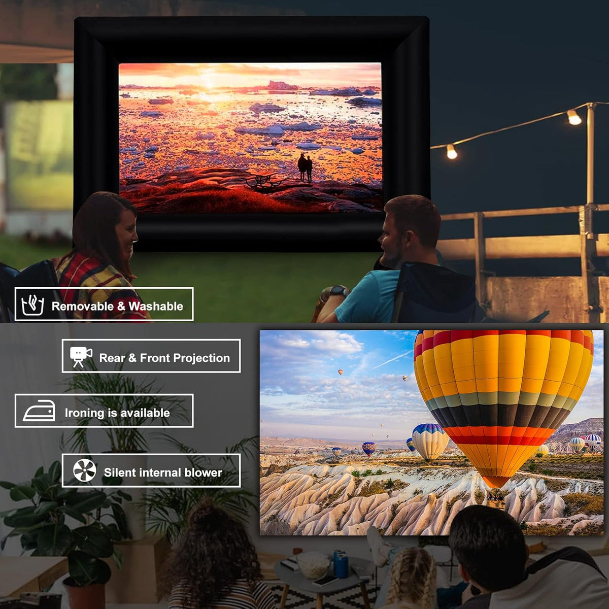 Inflatable Projector Screen with Air Blower and Carry Bag Y467627