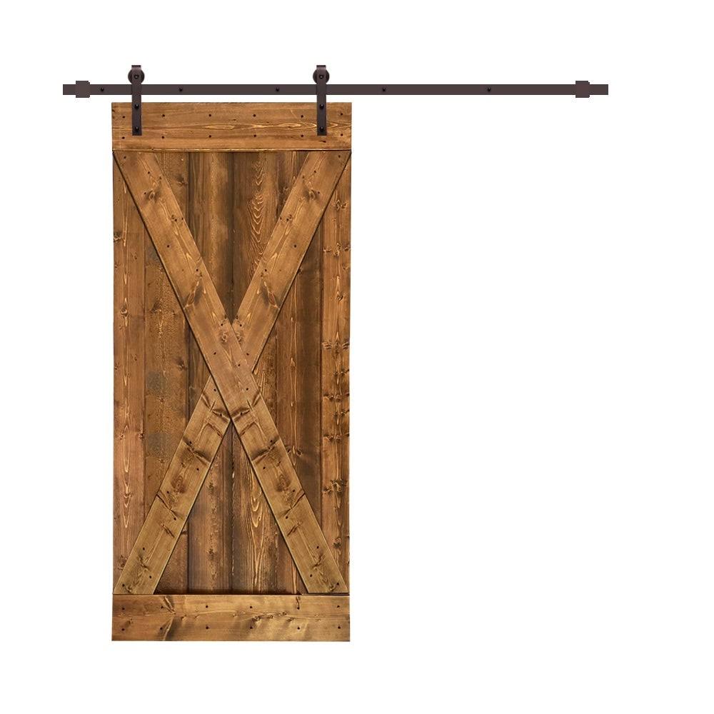 Ocean Blue Stained Wood Interior Sliding Barn Door with Hardware Kit S8650