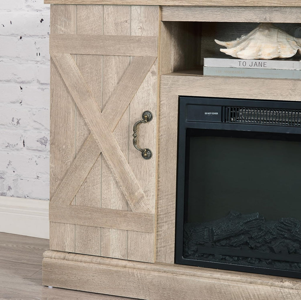 Light Gray Electric Fireplace TV Stand T37753