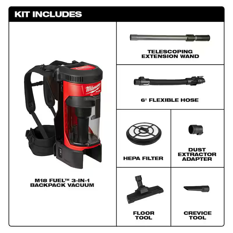 18-Volt Lithium-Ion Brushless Cordless 3-in-1 Backpack Vacuum P102