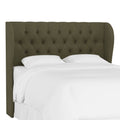 Full Tufted Wingback Headboard Velvet Loden U794