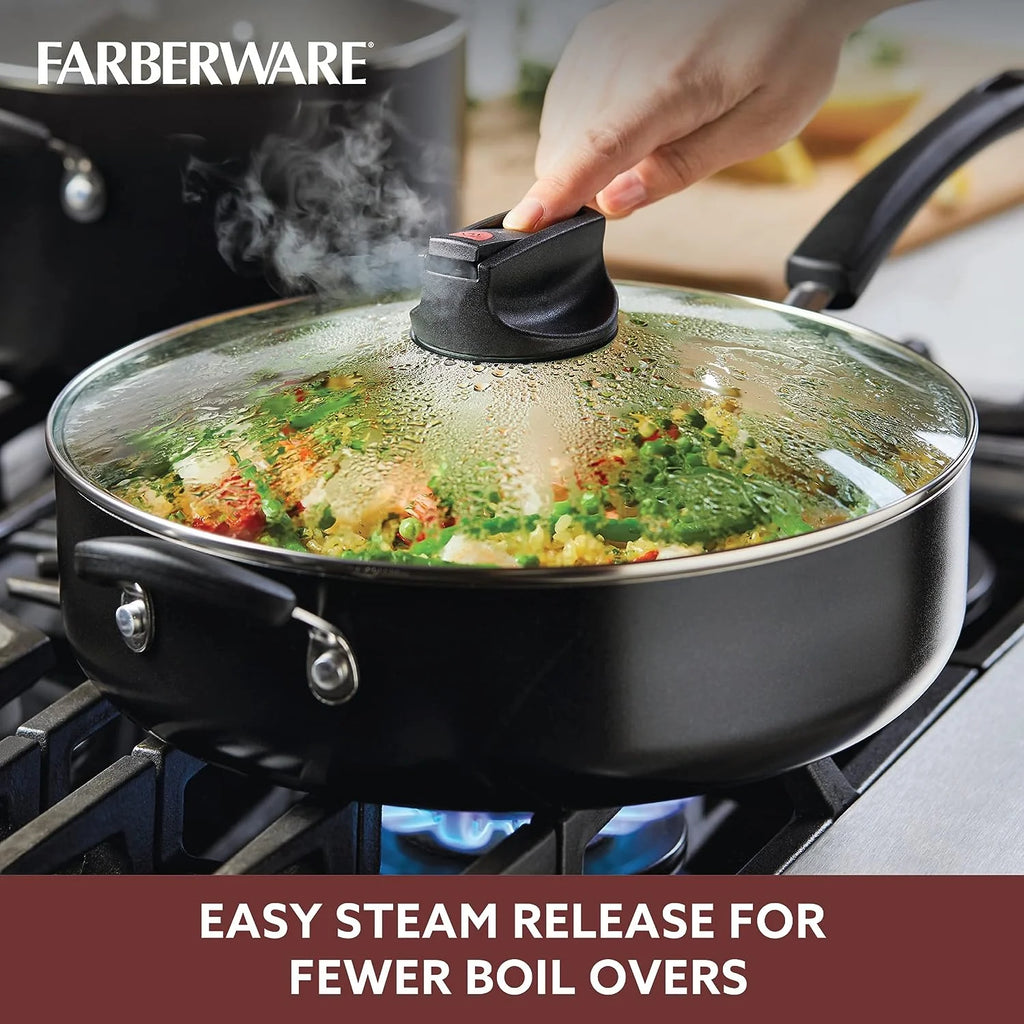 Black 6 Quart Nonstick Saute Pan with Lid R85927