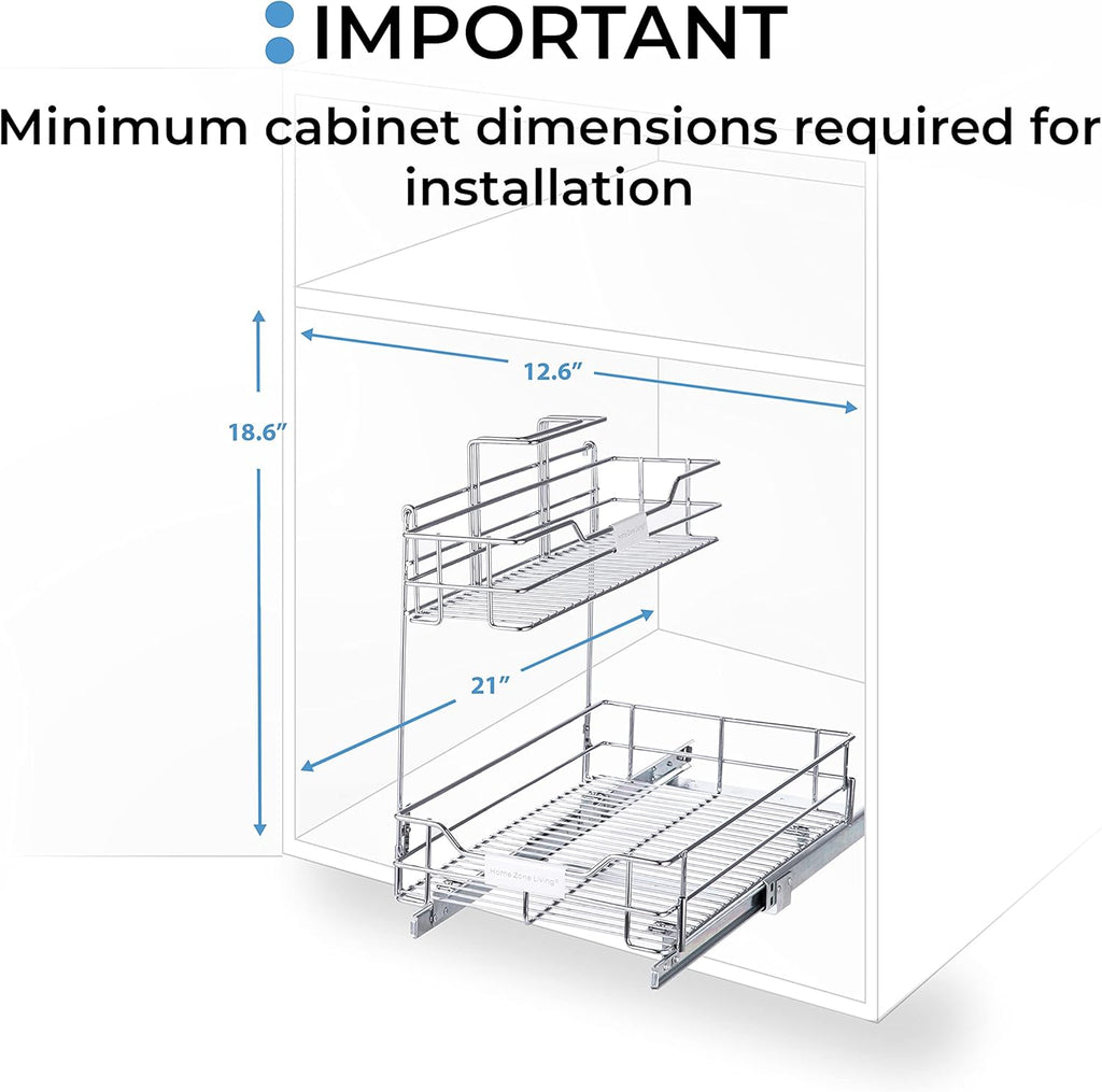 Pull Out Drawer Cabinet Organizer 2-Tier Under Sink Shelves Y922