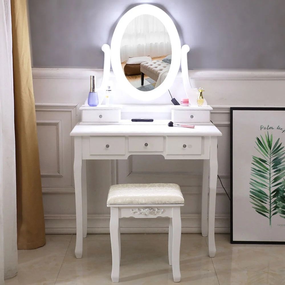 White 5 Drawer Dressing Table X41822