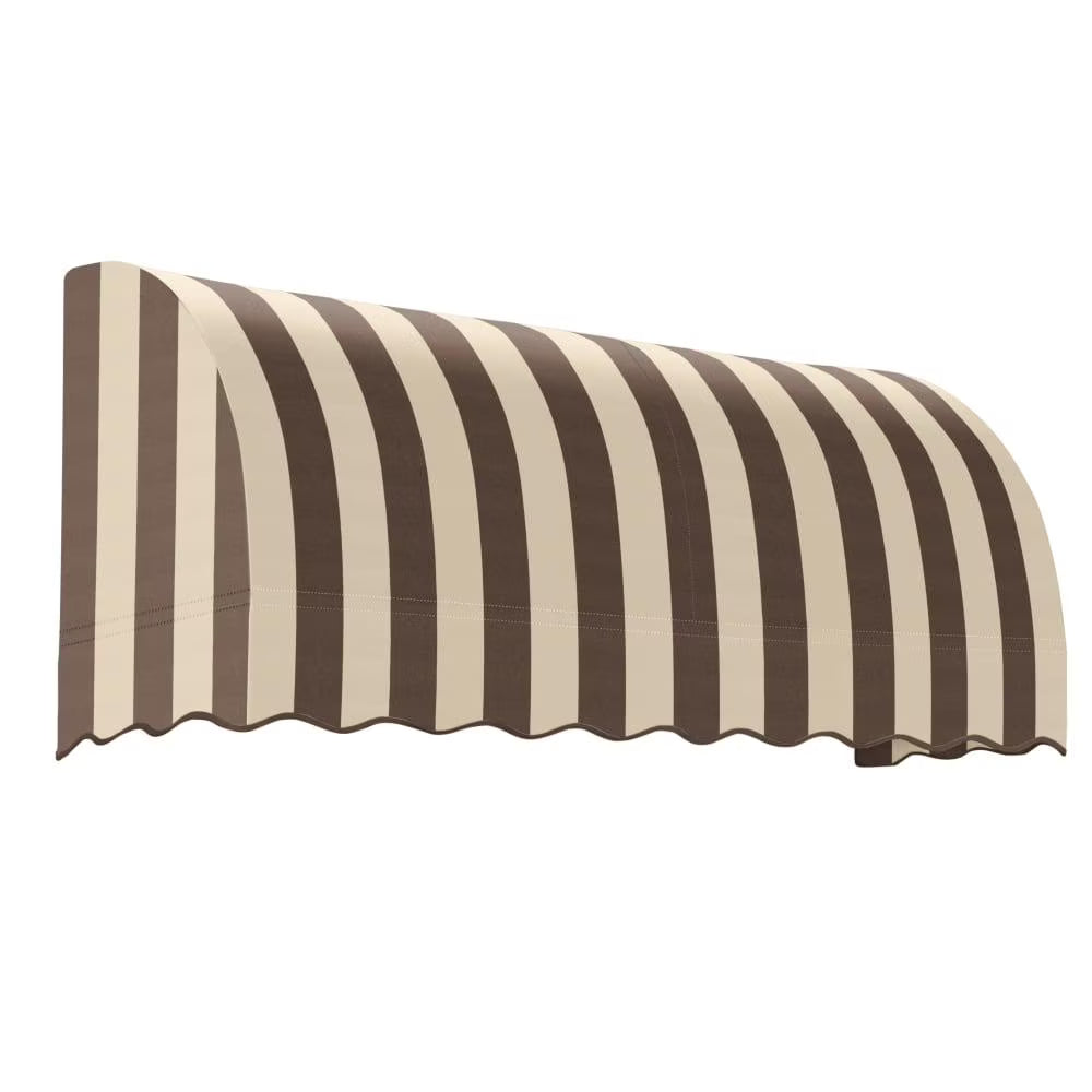 10.375 ft Fixed Awning Acrylic Fabric, Brown/Tan Stripe F795189