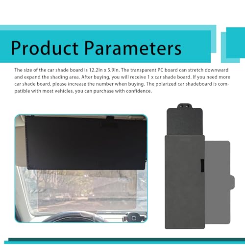 12.2" x 5.9" Retractable Car Sun Visor B525612