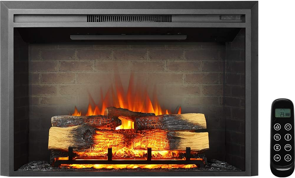 28 W Electric Fireplace Insert, 750/1500W Heater with Remote Control E878514