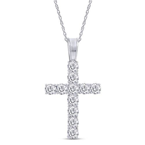 1/3 Round Cut Lab Created Moissanite Diamond Cross Tennis Pendant Necklace 14k Gold Over Sterling Silver Jewelry With 18" Chain E89419