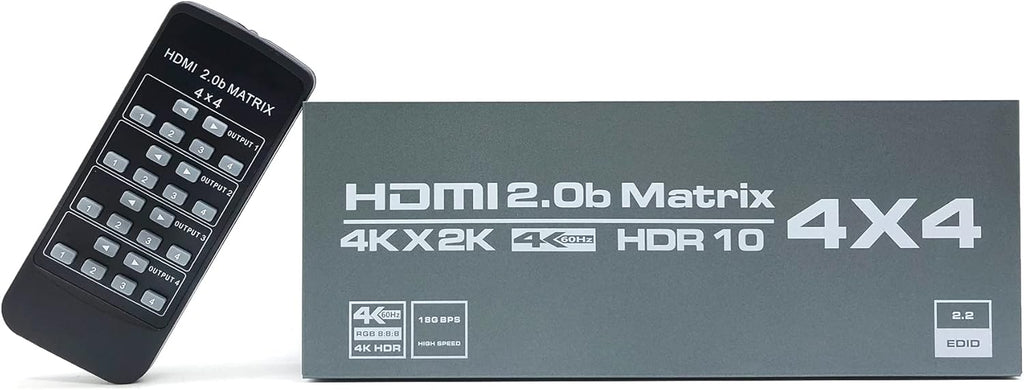 4K@60Hz HDMI Matrix Switch 4x4 with EDID Scaler and Remote Control P44491