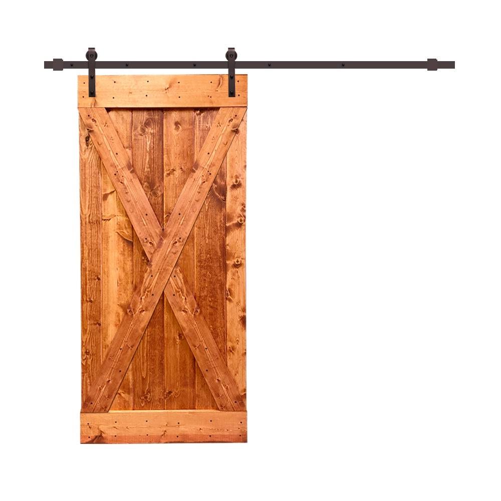 Ocean Blue Stained Wood Interior Sliding Barn Door with Hardware Kit S8650