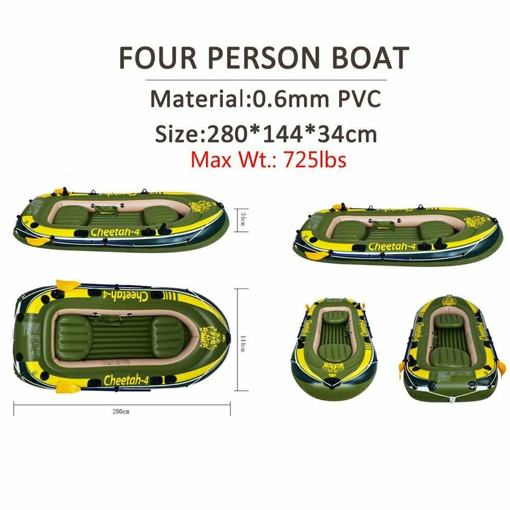 4 Person Inflatable Boat Raft Set with Oars & Air Pump Y449