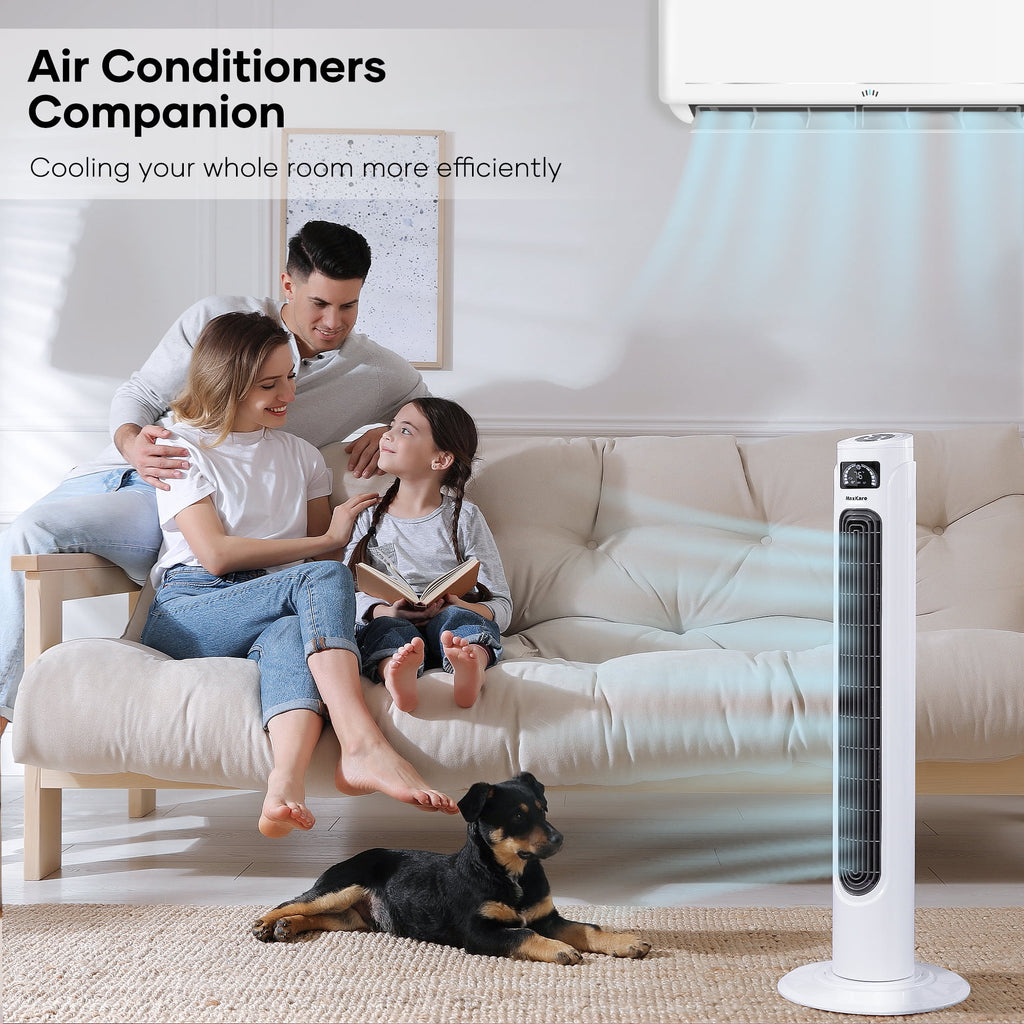 36 Tower Fan 120° Oscillating 60dB Quiet with Remote Control White S586