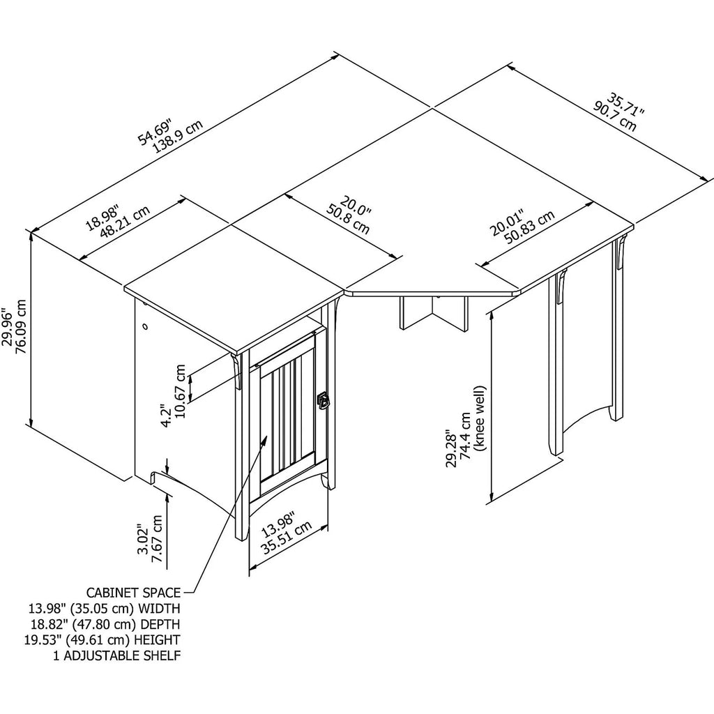 55W Corner Desk With Storage B203