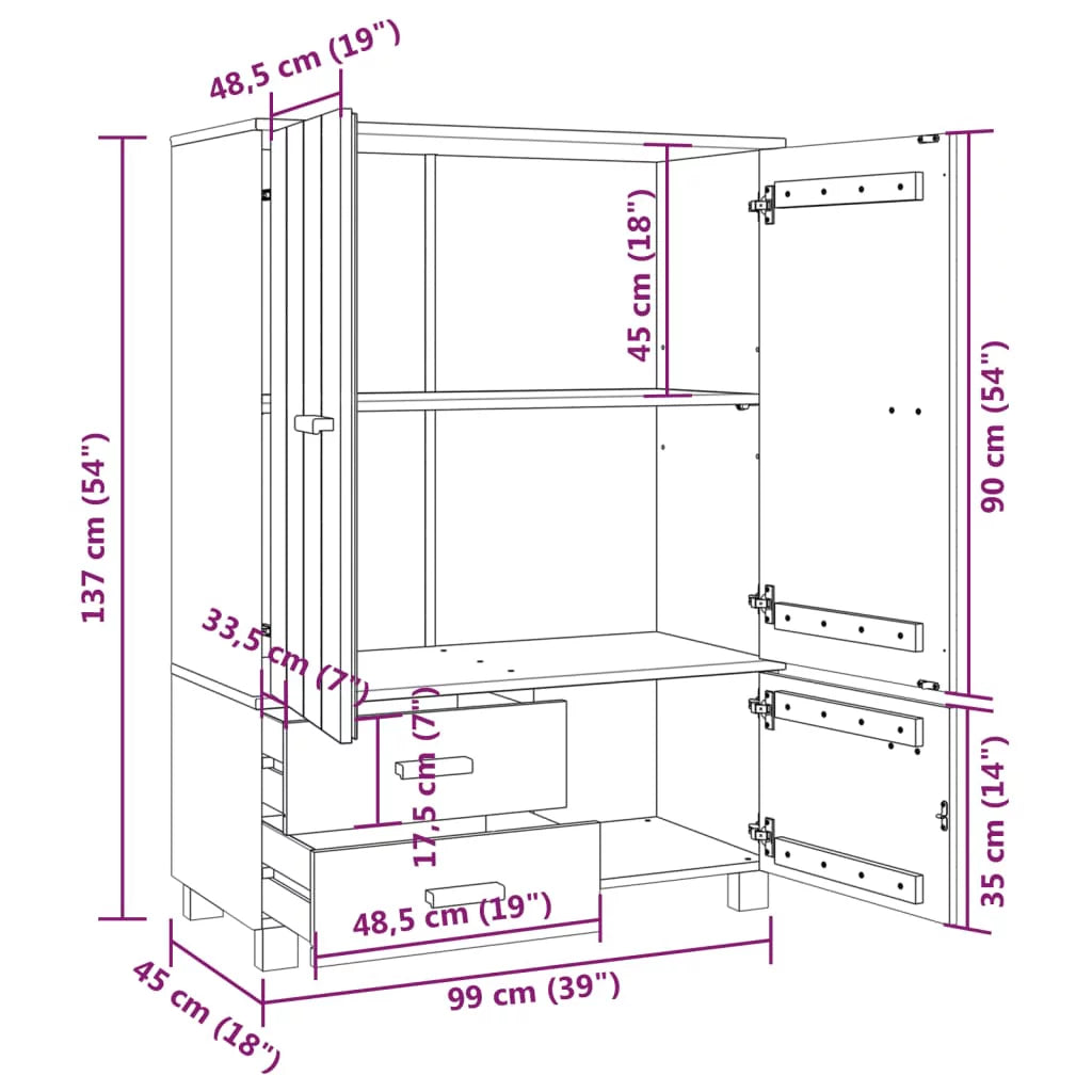 Light Gray Solid Wood Pine Wardrobe E12101