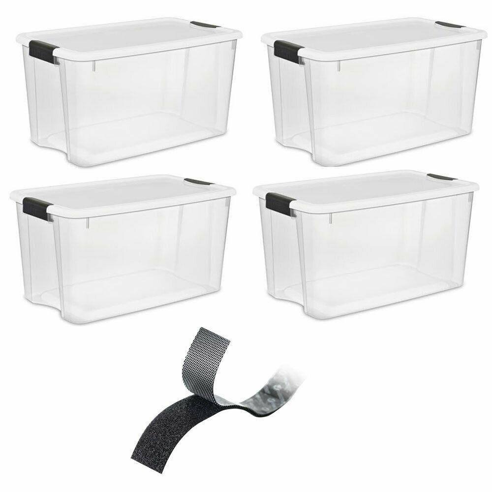 70 Quart Storage Box (4 Pack) with Tape Roll B4738