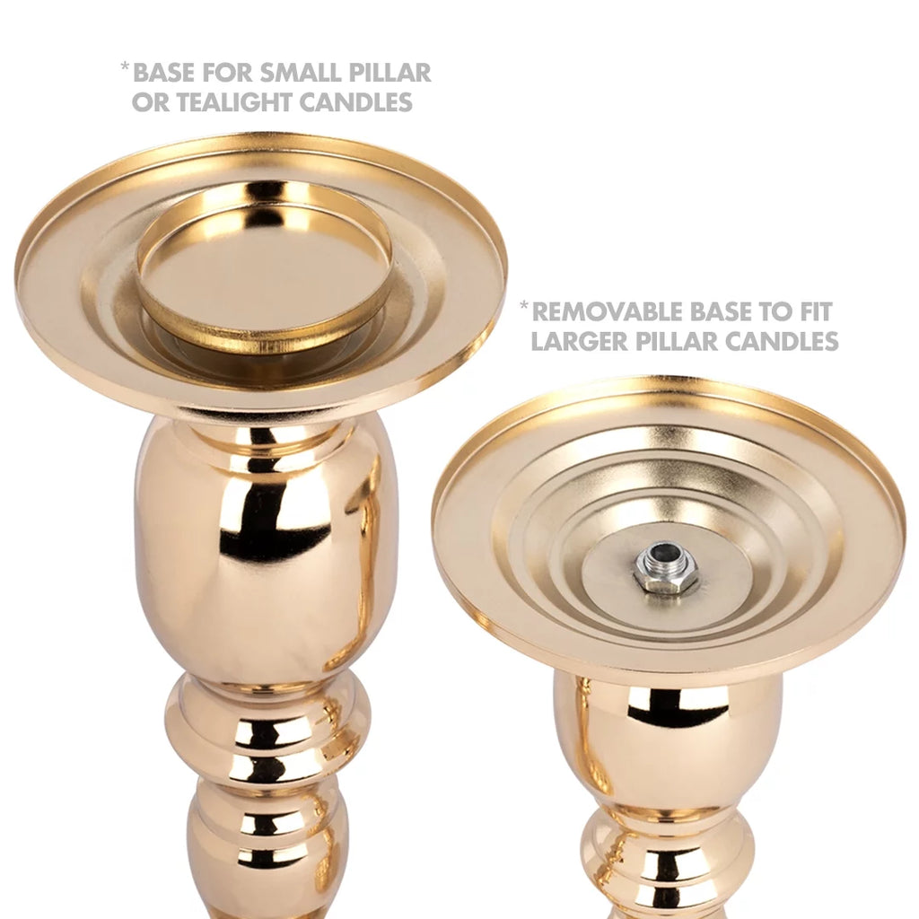 Copper Pillar Candle Holders With Hurricane Glass, Set of 3 T32688