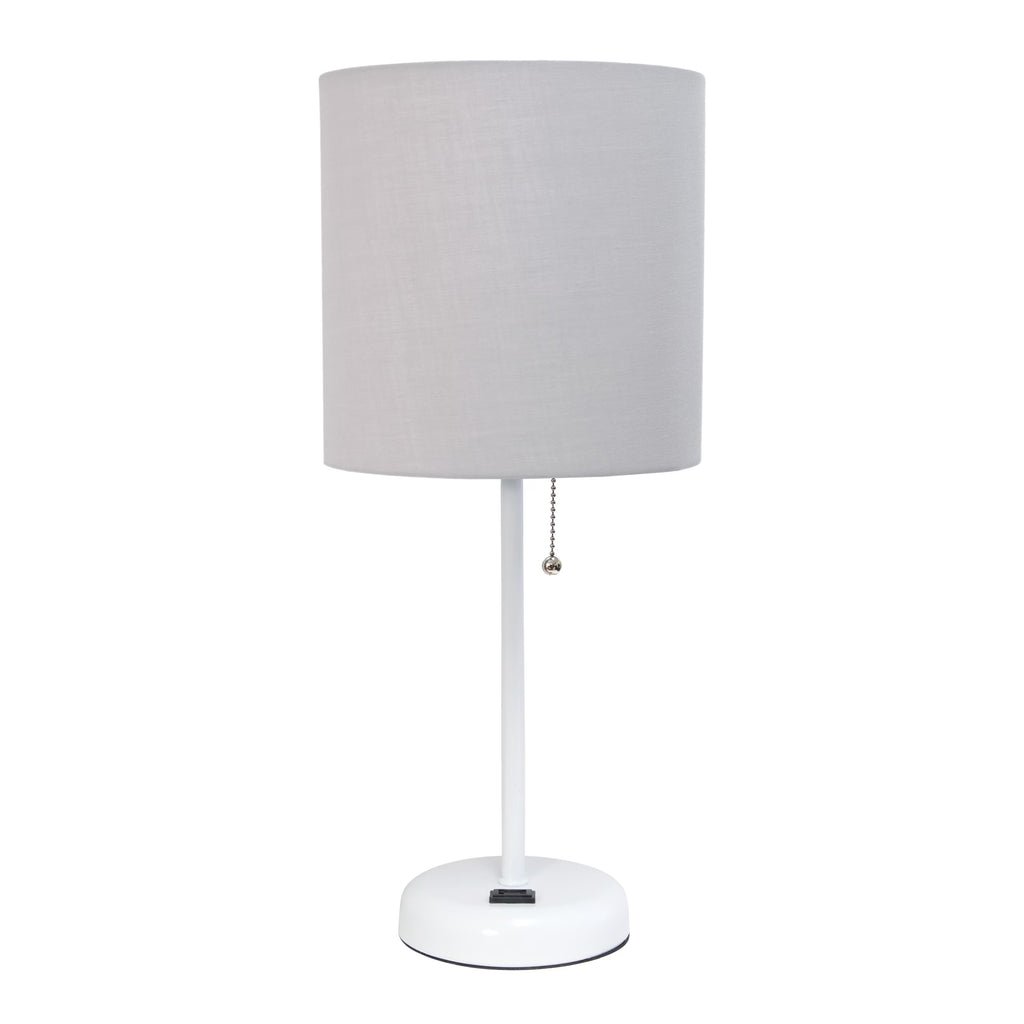 White Stick Lamp with Fabric Shade T895823