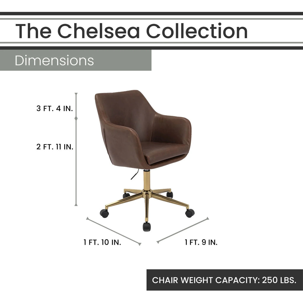 Tufted Office Chair in Faux Brown Leather with Wheels N682963