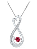 Sterling Silver Round Lab-Created Ruby Diamond Infinity Pendant 1/3 Cttw L467