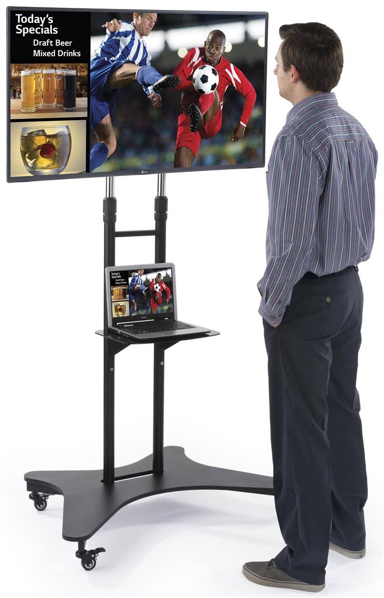 Rolling TV Cart with Shelf, Height Adjustable Black M505