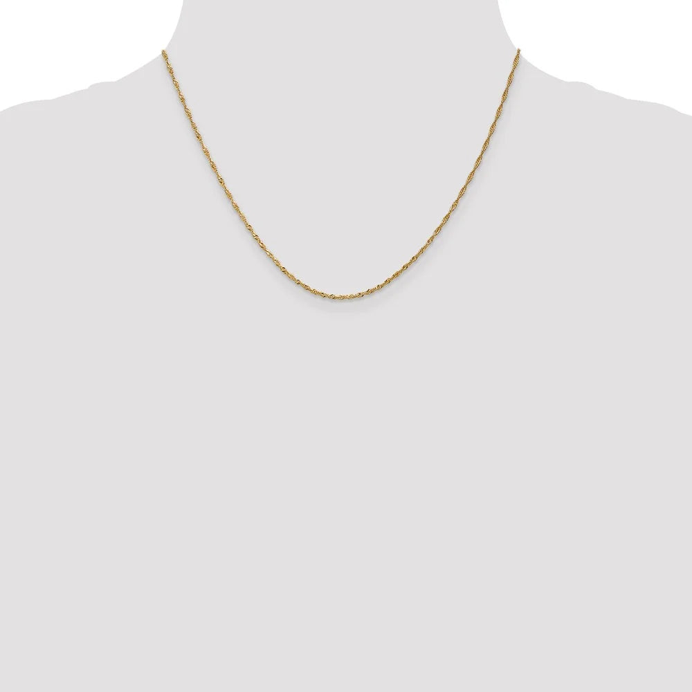 14kt Yellow Gold Singapore Chain 18 inch Lobster Clasp V794