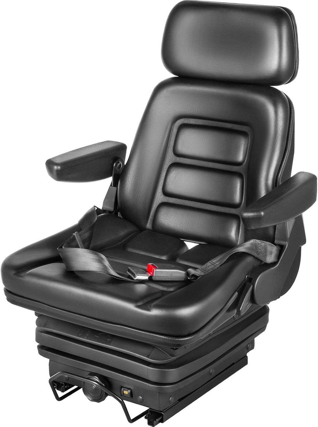 Suspension Seat with Slide Rails, Adjustable Backrest Headrest Armrest, Foldable Heavy Duty R614