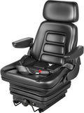 Suspension Seat with Slide Rails, Adjustable Backrest Headrest Armrest, Foldable Heavy Duty R614