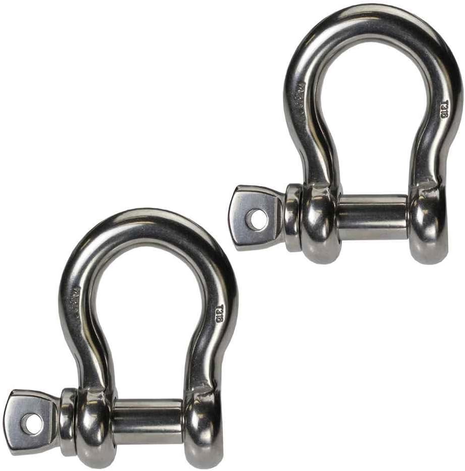 7/8 Inch Stainless Steel Type 316 Screw Pin Anchor Shackles 2 Pack O106