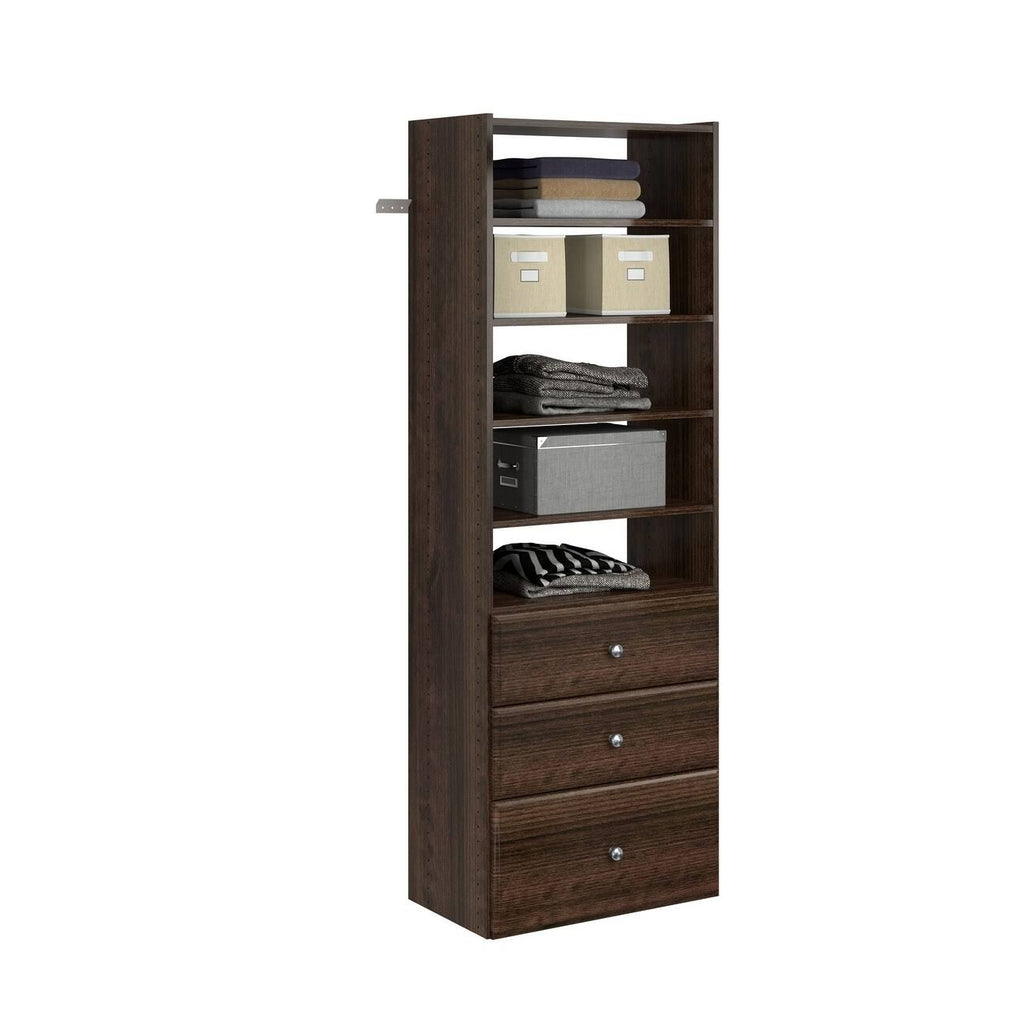White Tower Closet Storage Organizer with Shelves & Drawers D424