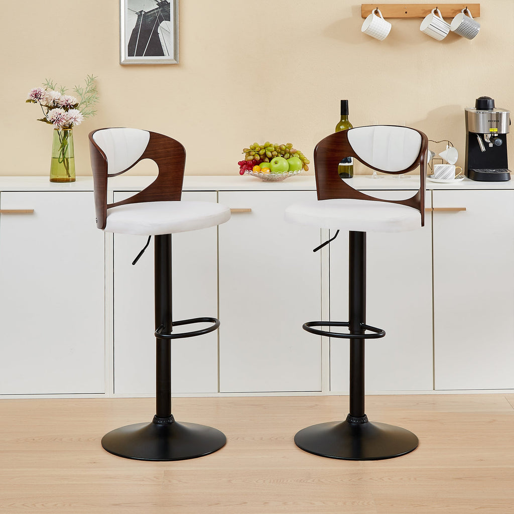 White Adjustable Swivel Bar Stools Set of 2 N962085
