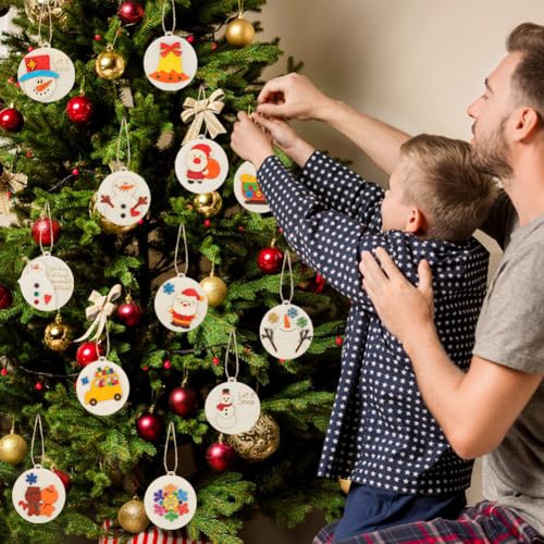 24 Pcs DIY Wooden Christmas Ornaments Painting Kit V8262
