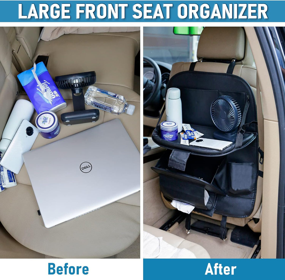 SUV Car Backseat Organizer & Trunk Organizer, 15 Storage Pockets, PU Leather, Pack of 2 Y30610