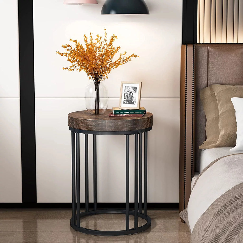 2 Tier Wood Round End Table P953014