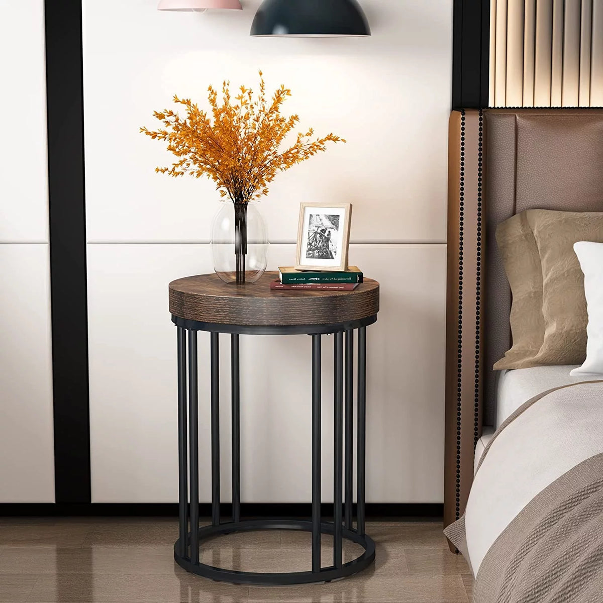 2 Tier Wood Round End Table P953014