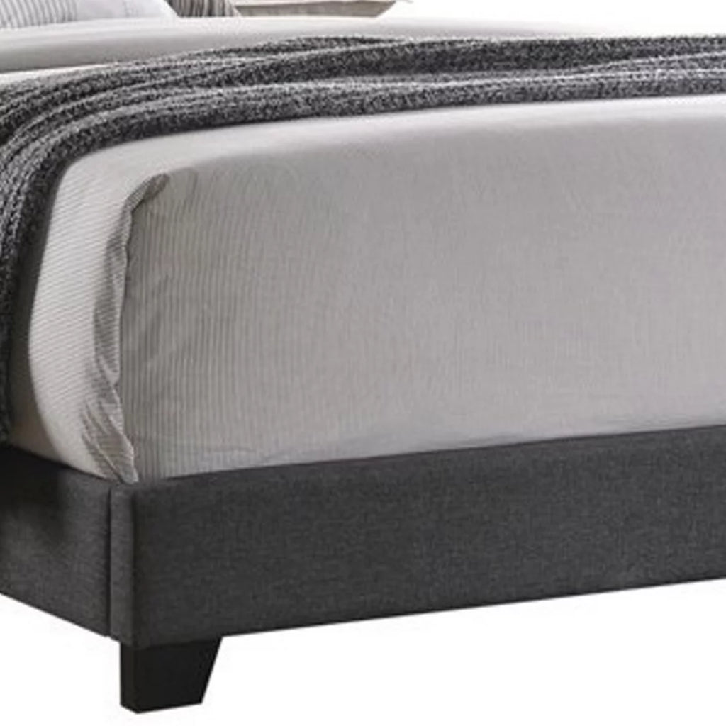 Gray Fabric Upholstered Wood Full Bed with Camelback Headboard X300789