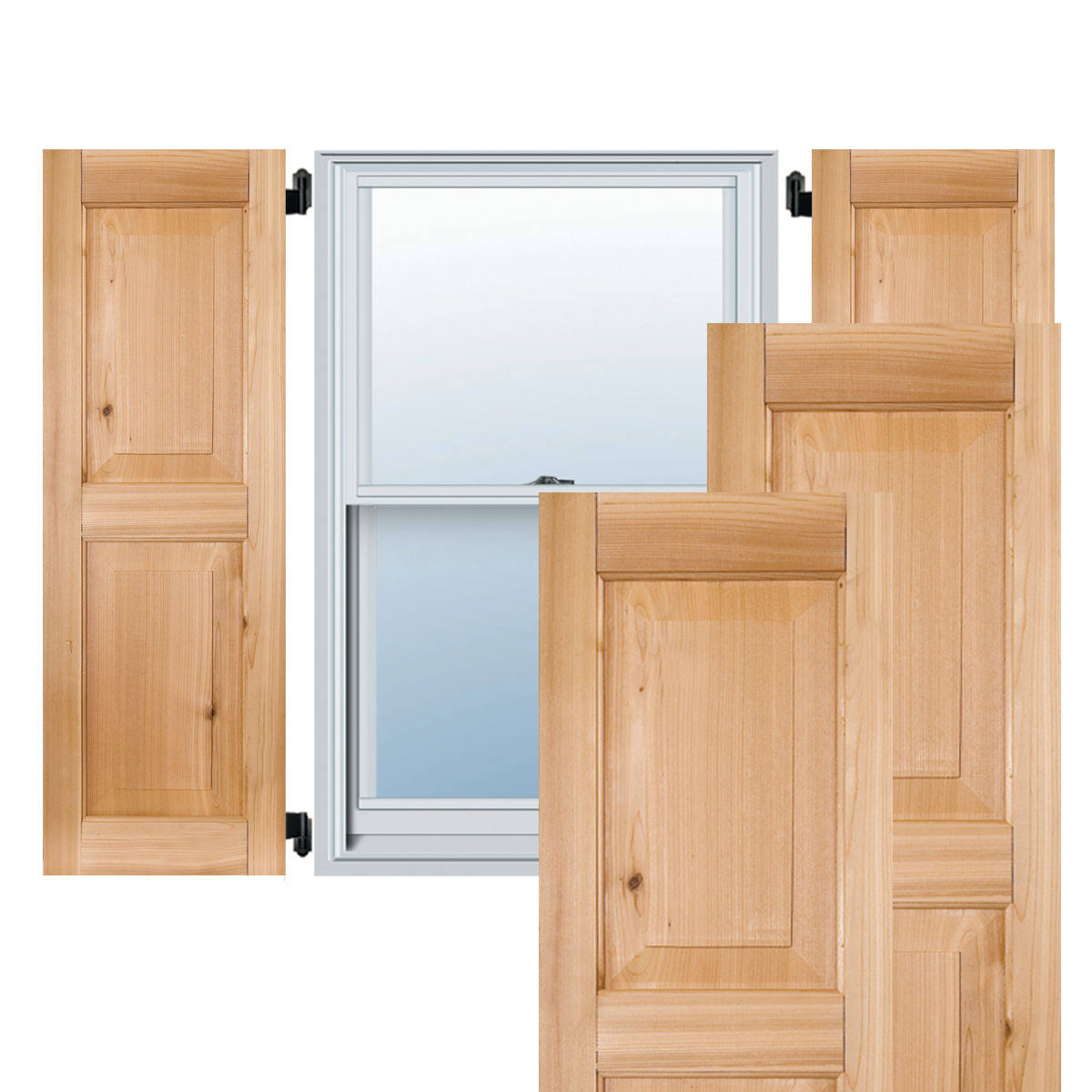Unfinished Real Wood Pine Raised Panel Shutters Per Pair L84274