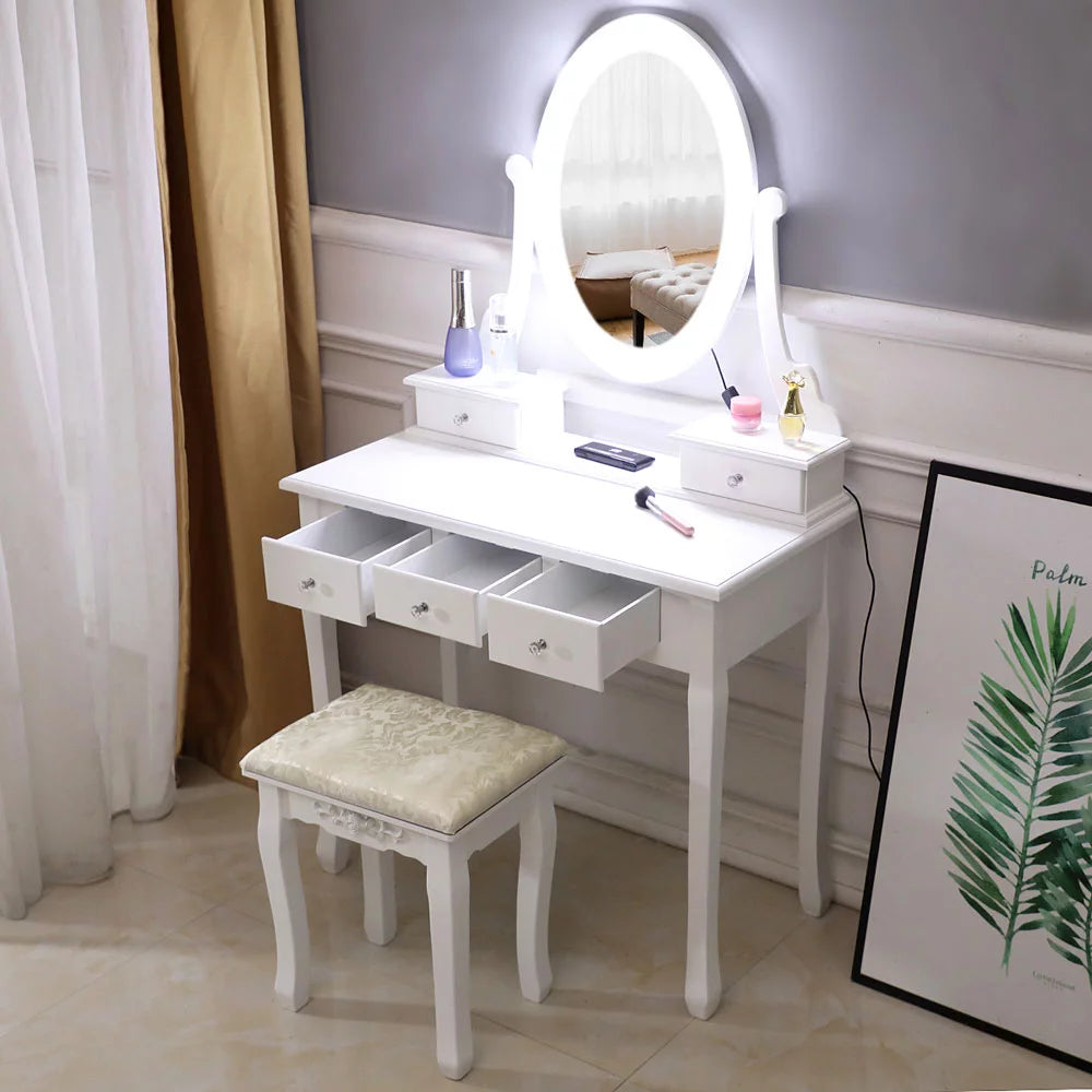 White 5 Drawer Dressing Table X41822