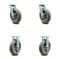 Housekeeping Cart Rigid Caster, 8 Inch Gray Non-Marking Thermoplastic Rubber Wheel, Pack of 2 N84225