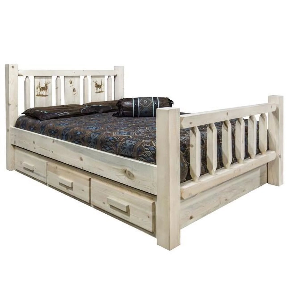Solid Pine Wood Queen Storage Bed X819