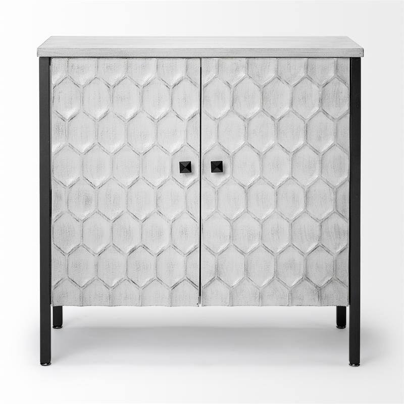White Wood and Iron 2 Door Cabinet S9077