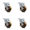 4 inch Phenolic Wheel Swivel Top Plate Caster Set with Brake U1477