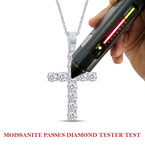 1/3 Round Cut Lab Created Moissanite Diamond Cross Tennis Pendant Necklace 14k Gold Over Sterling Silver Jewelry With 18" Chain E89419