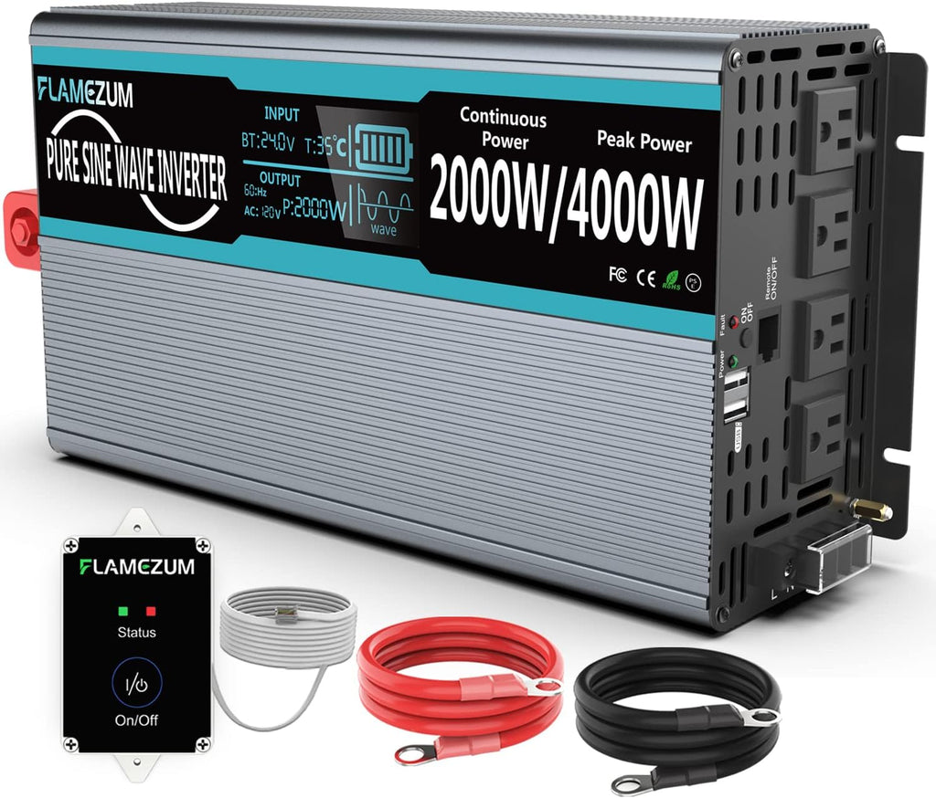 1500 Watt 12V DC to 110V AC Power Inverter with 3 AC Outlets and 2 USB Ports N660799