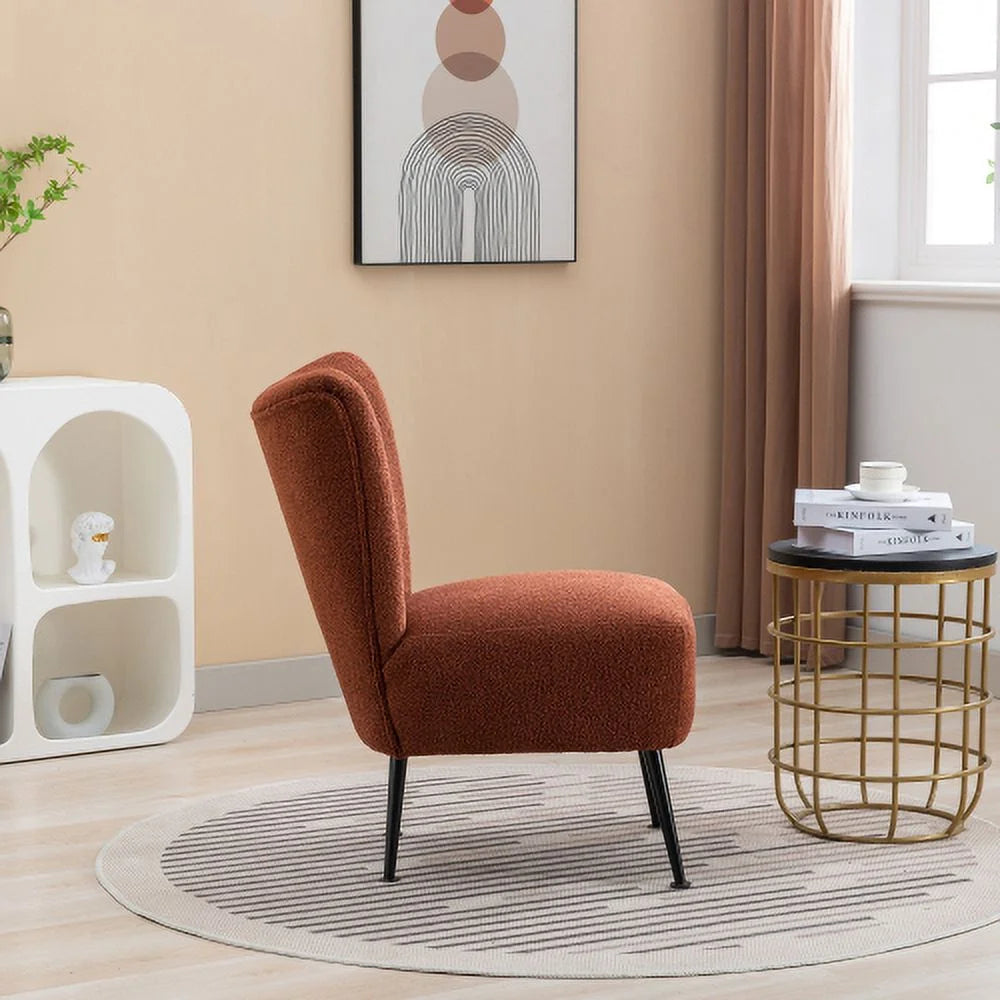 Burnt Orange Boucle Upholstered Armless Accent Chair E3278