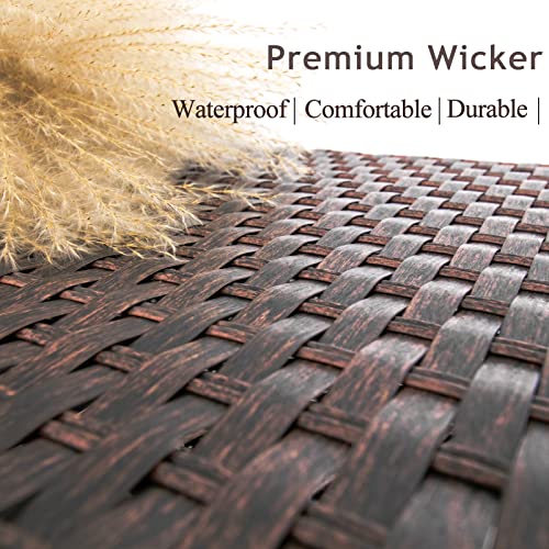 Outdoor Wicker Coffee Table with Glass Top, 25.2in Mixed Brown B26936