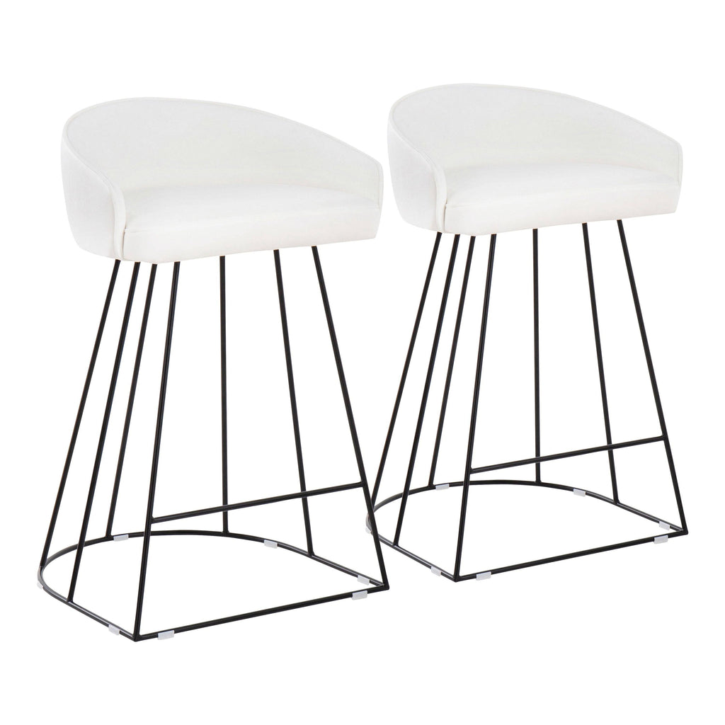 Green Velvet and Silver Steel Counter Height Stool Set of 2 B892