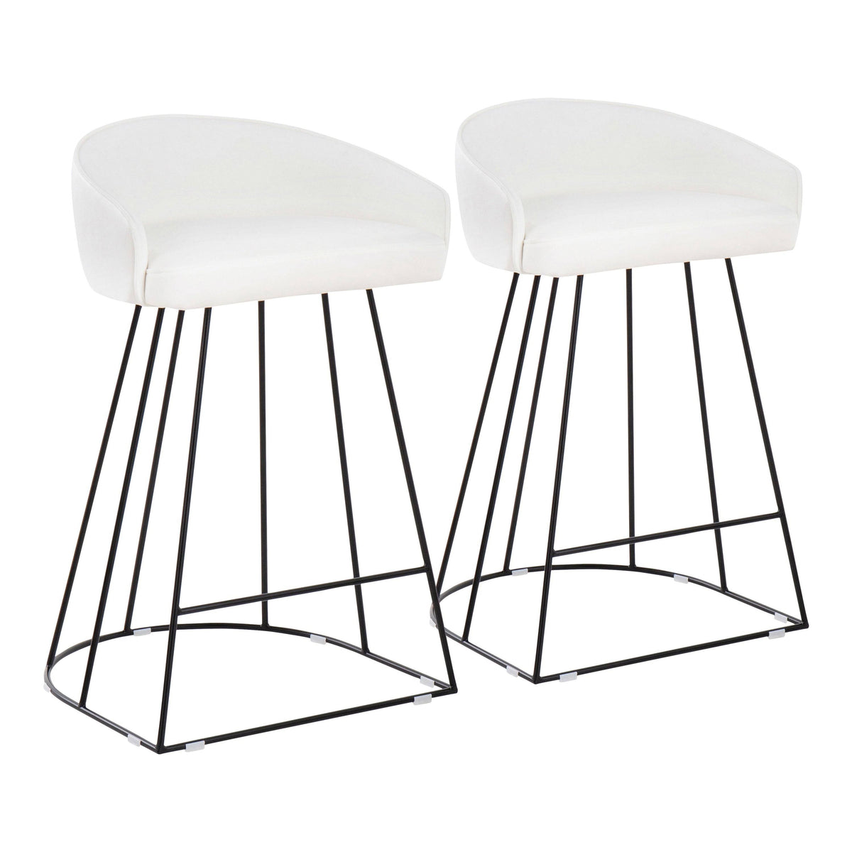 Green Velvet and Silver Steel Counter Height Stool Set of 2 B892
