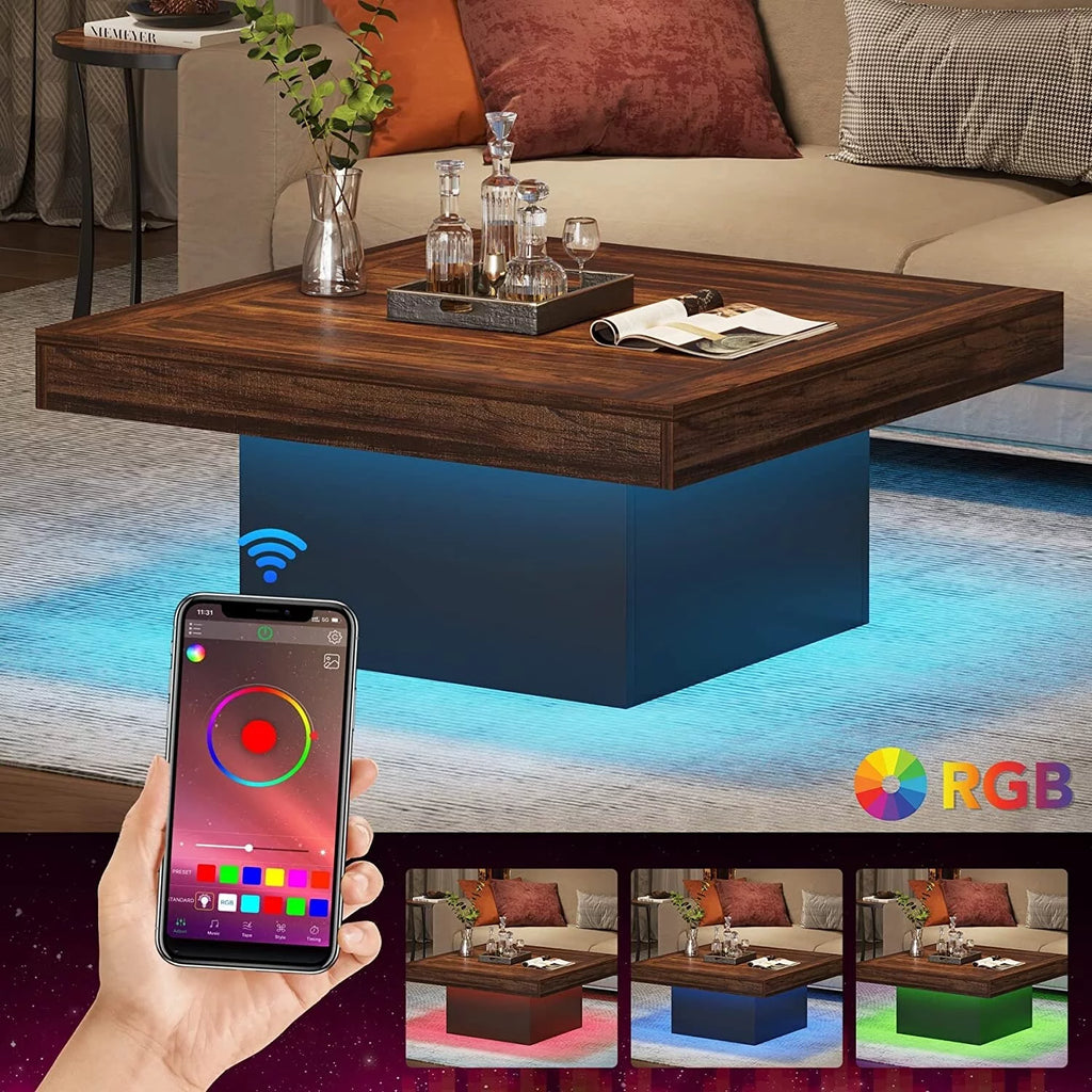 Brown Square LED Coffee Table M392879